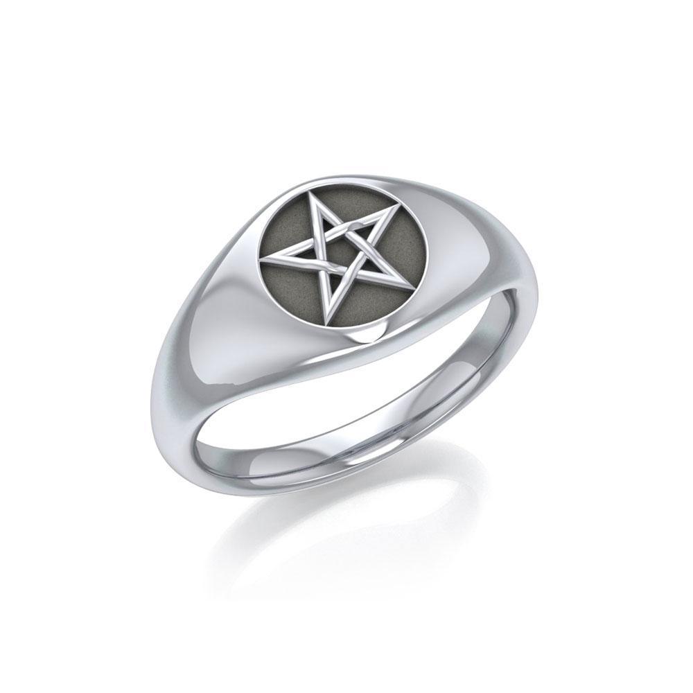 Silver Pentagram Pentacle Ring TR595 Ring