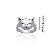 Lift up your playful spirits ~ Sterling Silver Cat Mask Ring TR687 Ring
