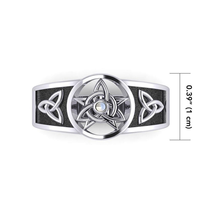 Celtic Trinity Pentacle ~ Sterling Silver Ring with Gemstone TRI058 Ring