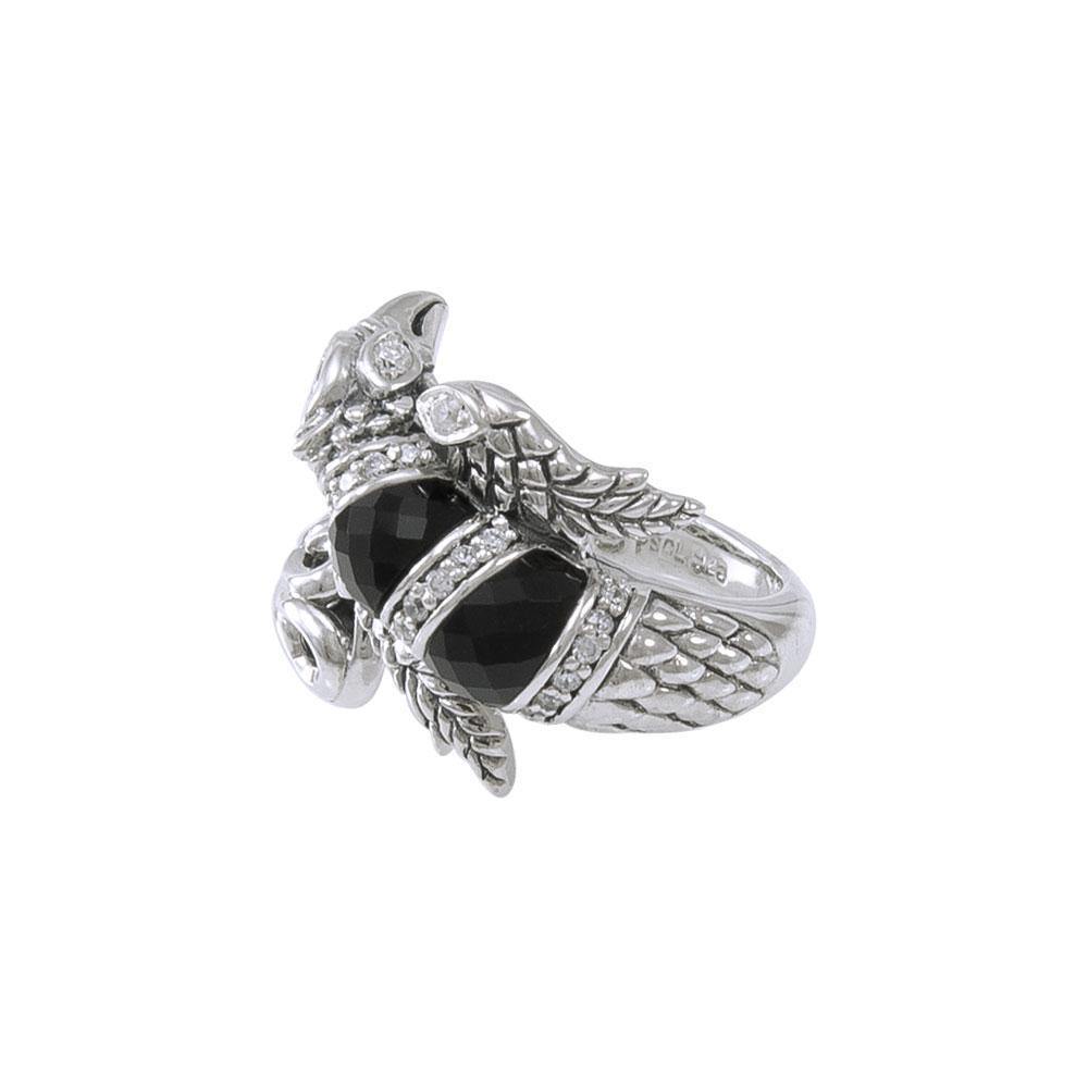 Flying Phoenix Silver Ring with Gemstone TRI1233 Ring