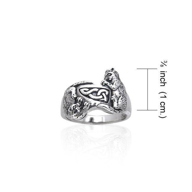 Precious Furry Paws ~ Sterling Silver Celtic Cat Ring TRI140 Ring