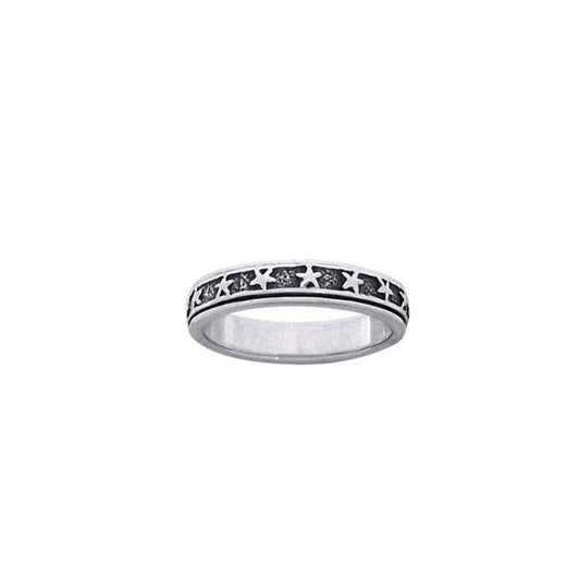 Stars Sterling Silver Spinner Ring Pendant