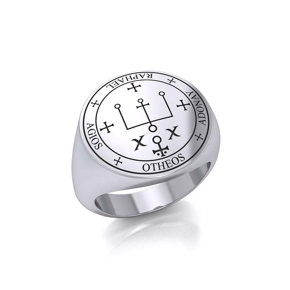 Sigil of the Archangel Raphael Sterling Silver Ring TRI1566 - Wholesale Jewelry