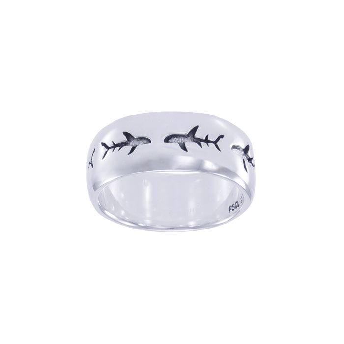 Whale Shark School Sterling Silver Band Ring TRI1615 Ring