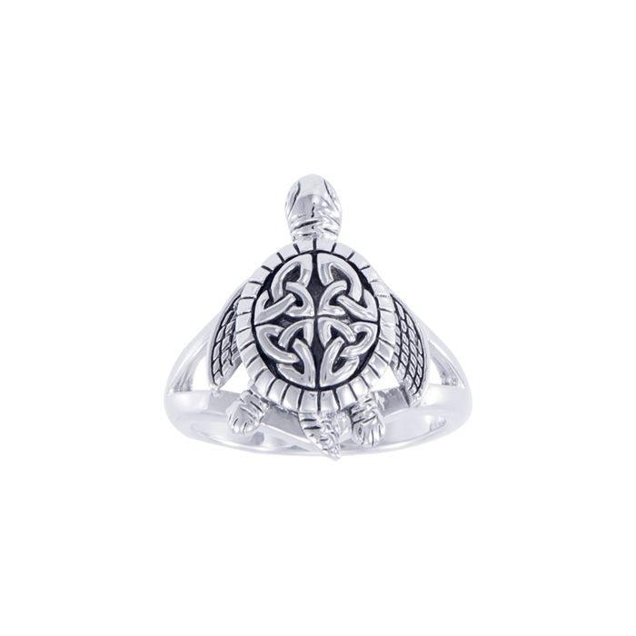 Believe in you pace. . .just like a Celtic turtle Silver Ring TRI1631 Ring