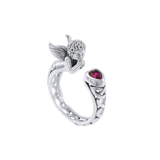 Sterling Silver Celtic Cupid Ring with Gemstone TRI1635 Ring