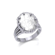 Om Sterling Silver Ring with Genuine White Quartz TRI1713 Ring