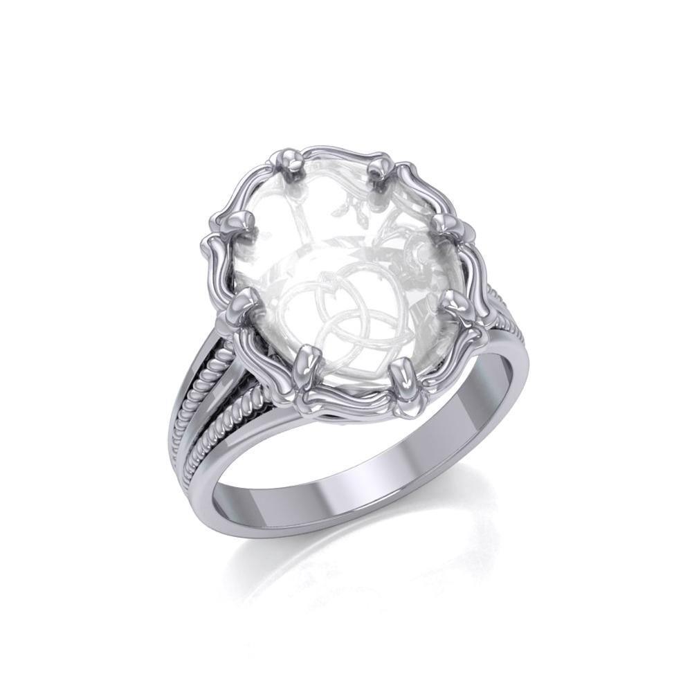 Trinity Heart Sterling Silver Ring with Genuine White Quartz TRI1714 Ring