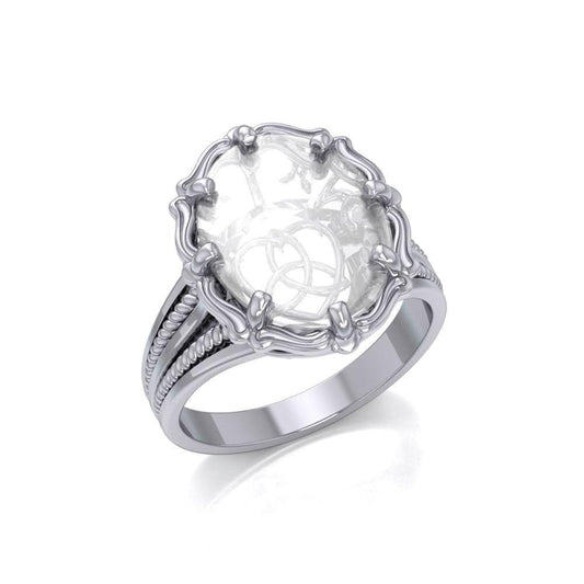 Trinity Heart Sterling Silver Ring with Genuine White Quartz TRI1714 Ring