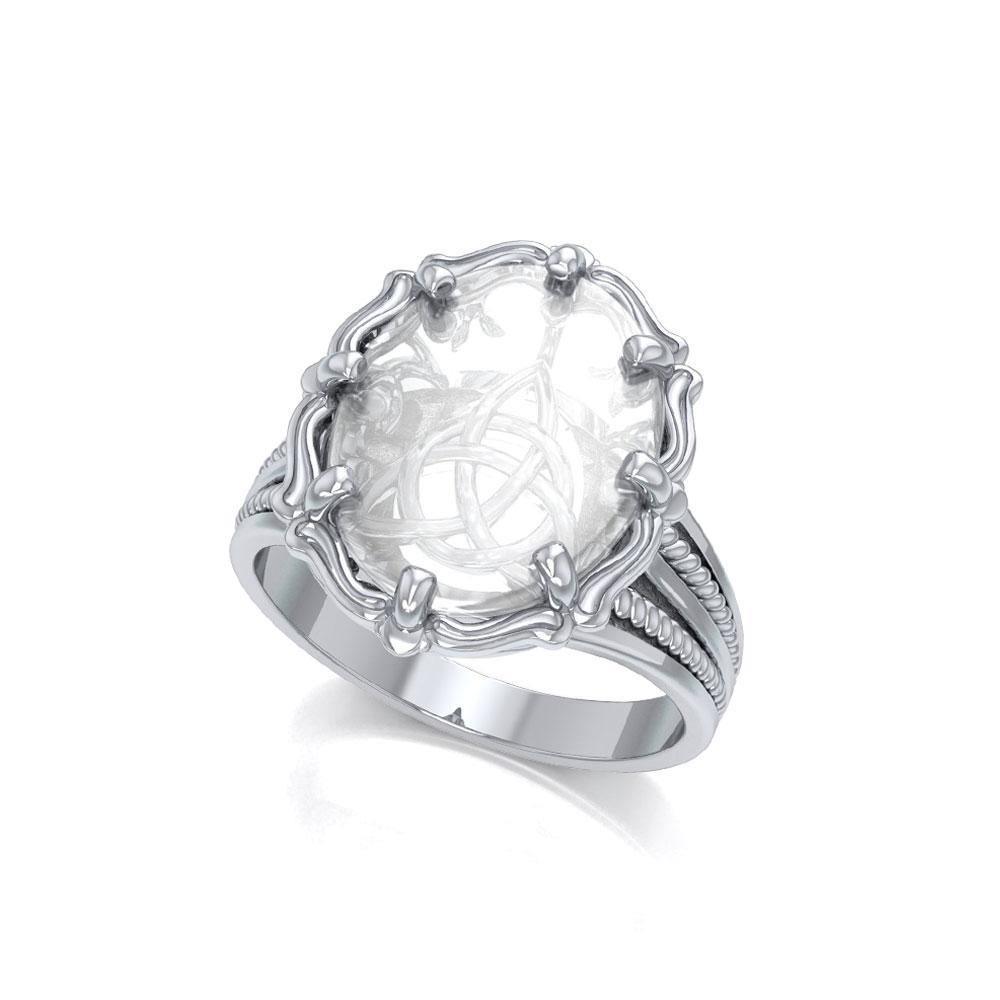 Triquetra Sterling Silver Ring with Genuine White Quartz TRI1716 Ring