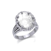 Chalice Well Sterling Silver Ring with Genuine White Quartz TRI1720 Ring