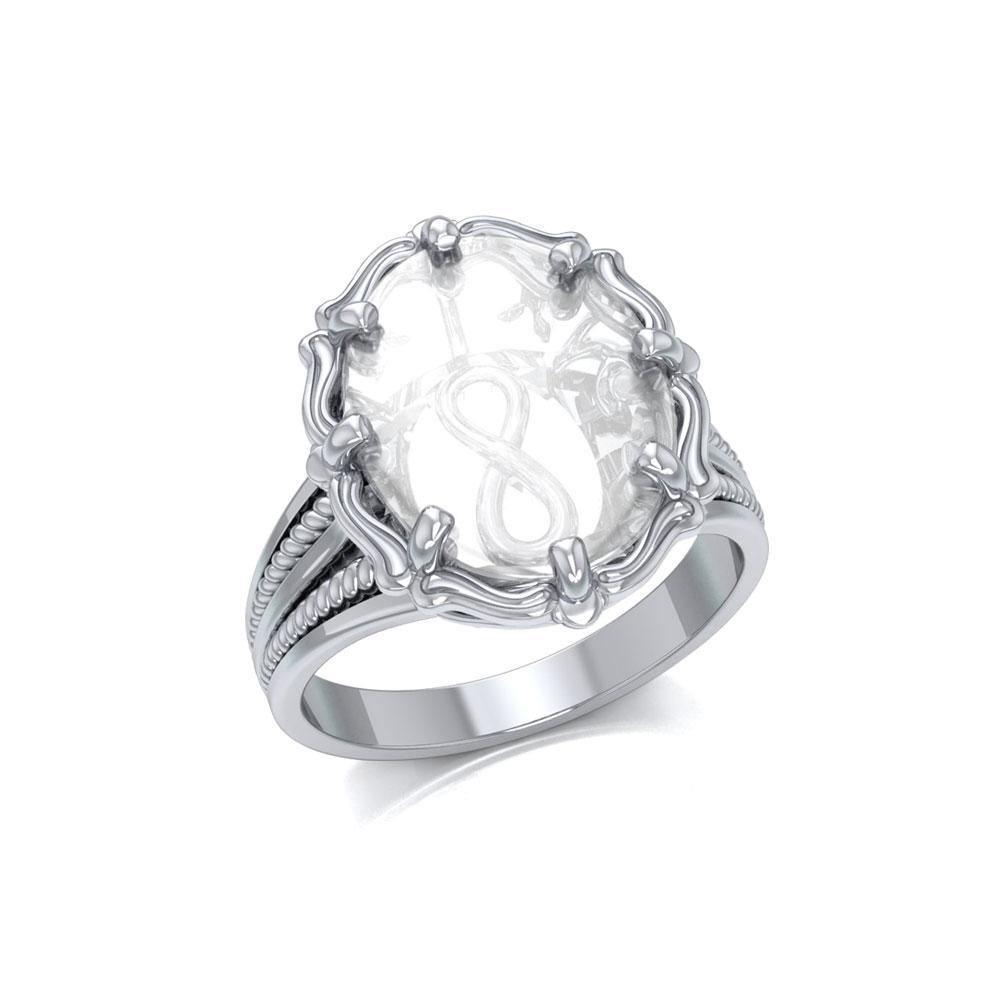 Infinity Sterling Silver Ring with Genuine White Quartz TRI1721 Ring