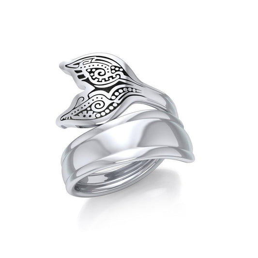 Aboriginal Whale Tail  Sterling Silver Spoon Ring TRI1734 Ring