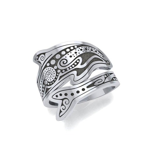 Aboriginal Dolphin  Sterling Silver Spoon Ring TRI1735 Ring