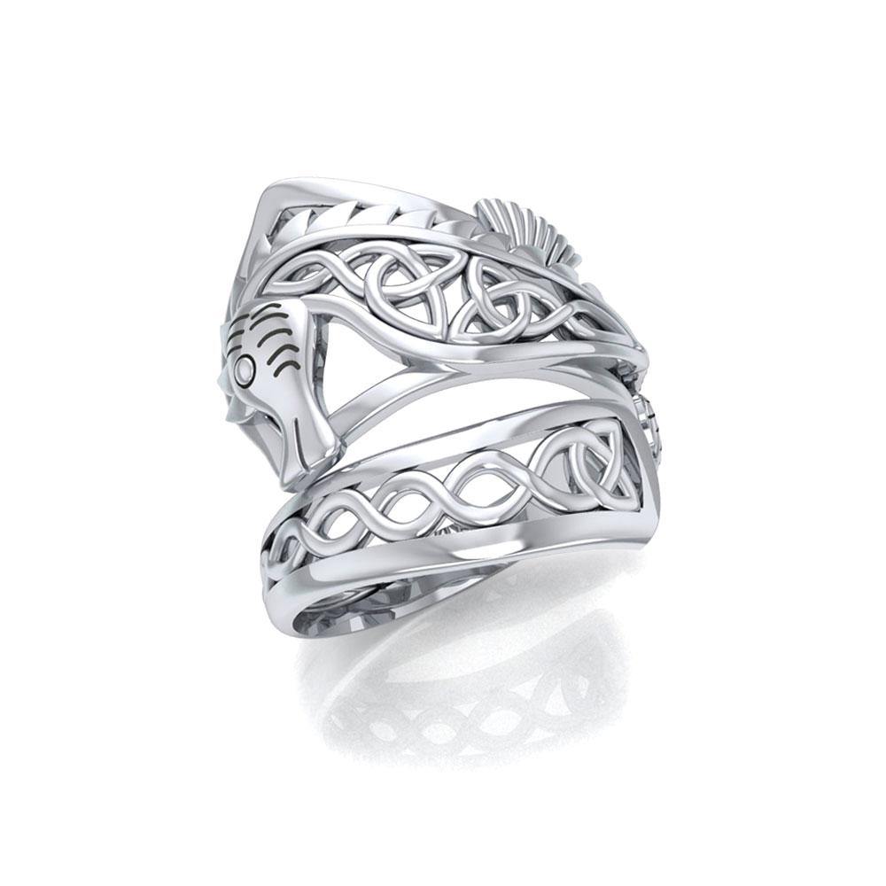An anomaly of nature ~ Celtic Knotwork Seahorse Sterling Silver Spoon Ring TRI1737 Ring