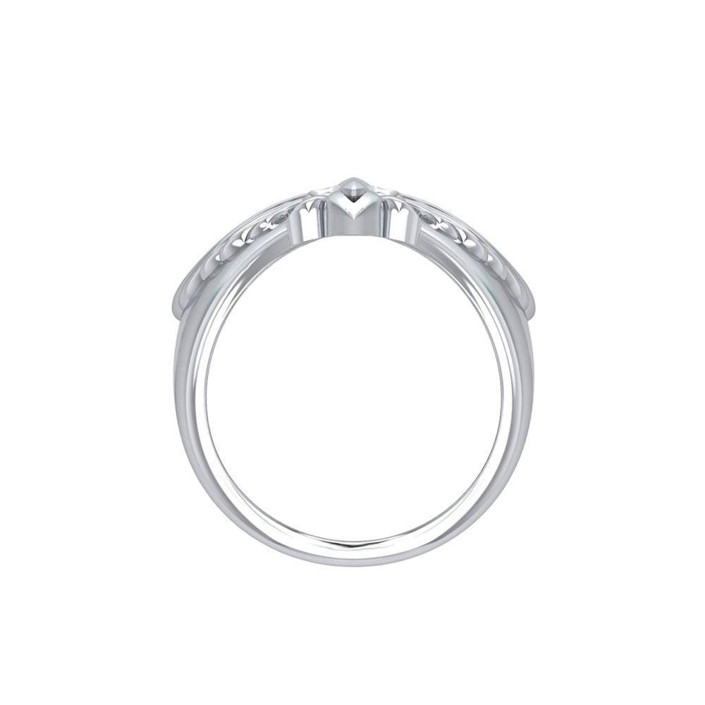 Phoenix with Fleur De Lis Sterling Silver Ring TRI1742 Ring