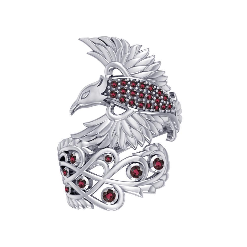 Honor The Flying Phoenix ~ Sterling Silver Jewelry Ring with Gemstone TRI1744 Ring
