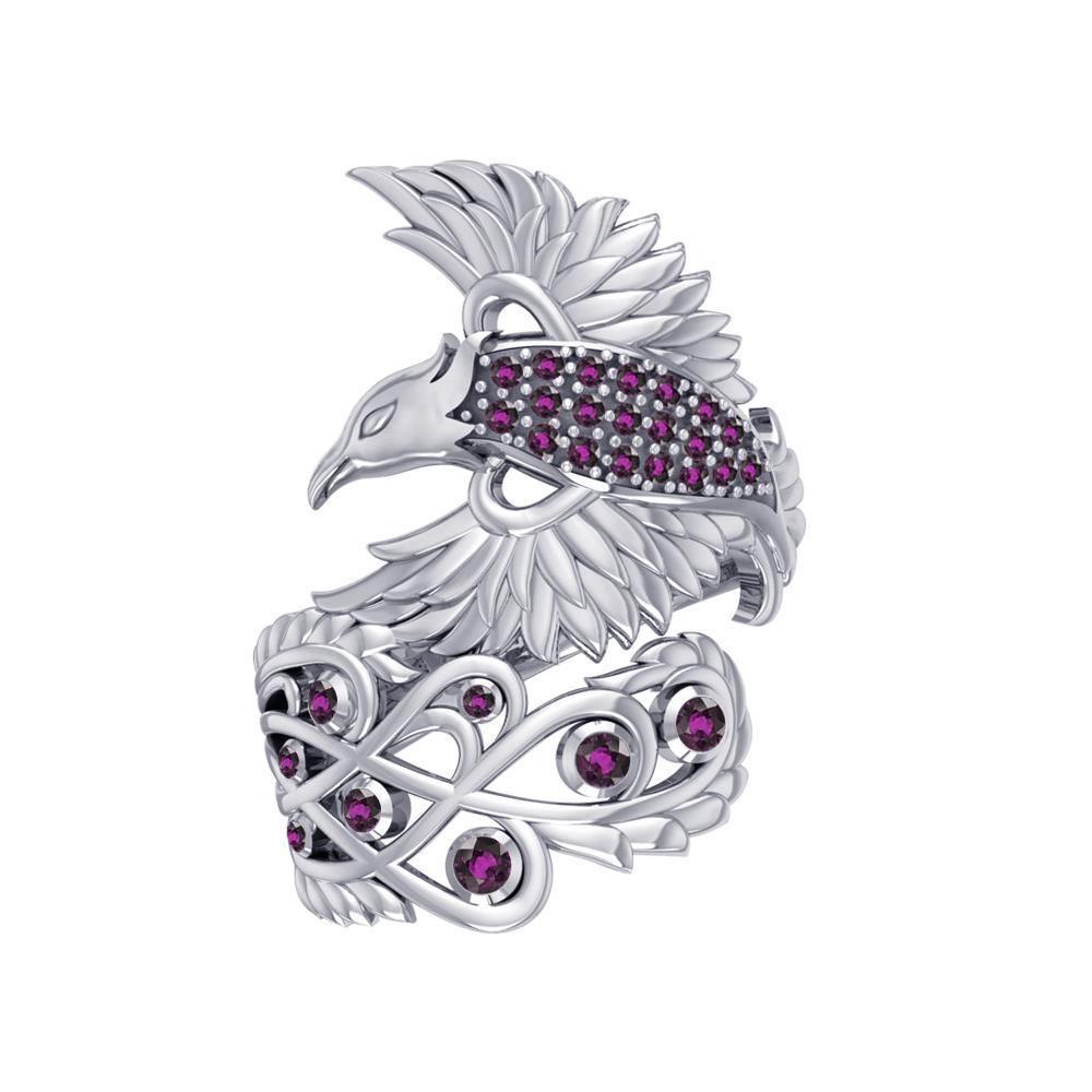 Honor The Flying Phoenix ~ Sterling Silver Jewelry Ring with Gemstone TRI1744 Ring