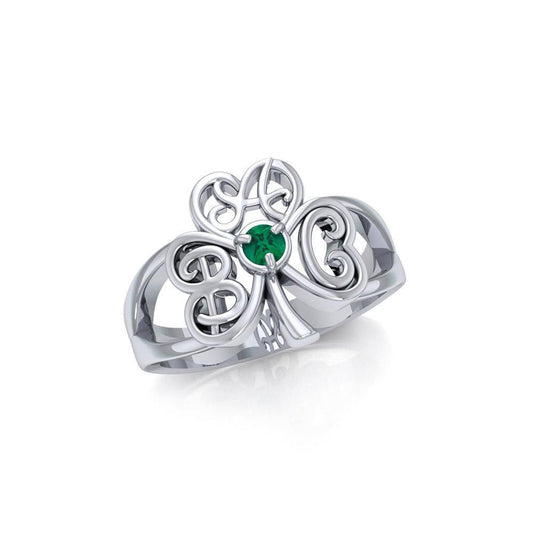ABC Monogramming Shamrock Clover Silver Gemstone Earrings TRI1750 Ring