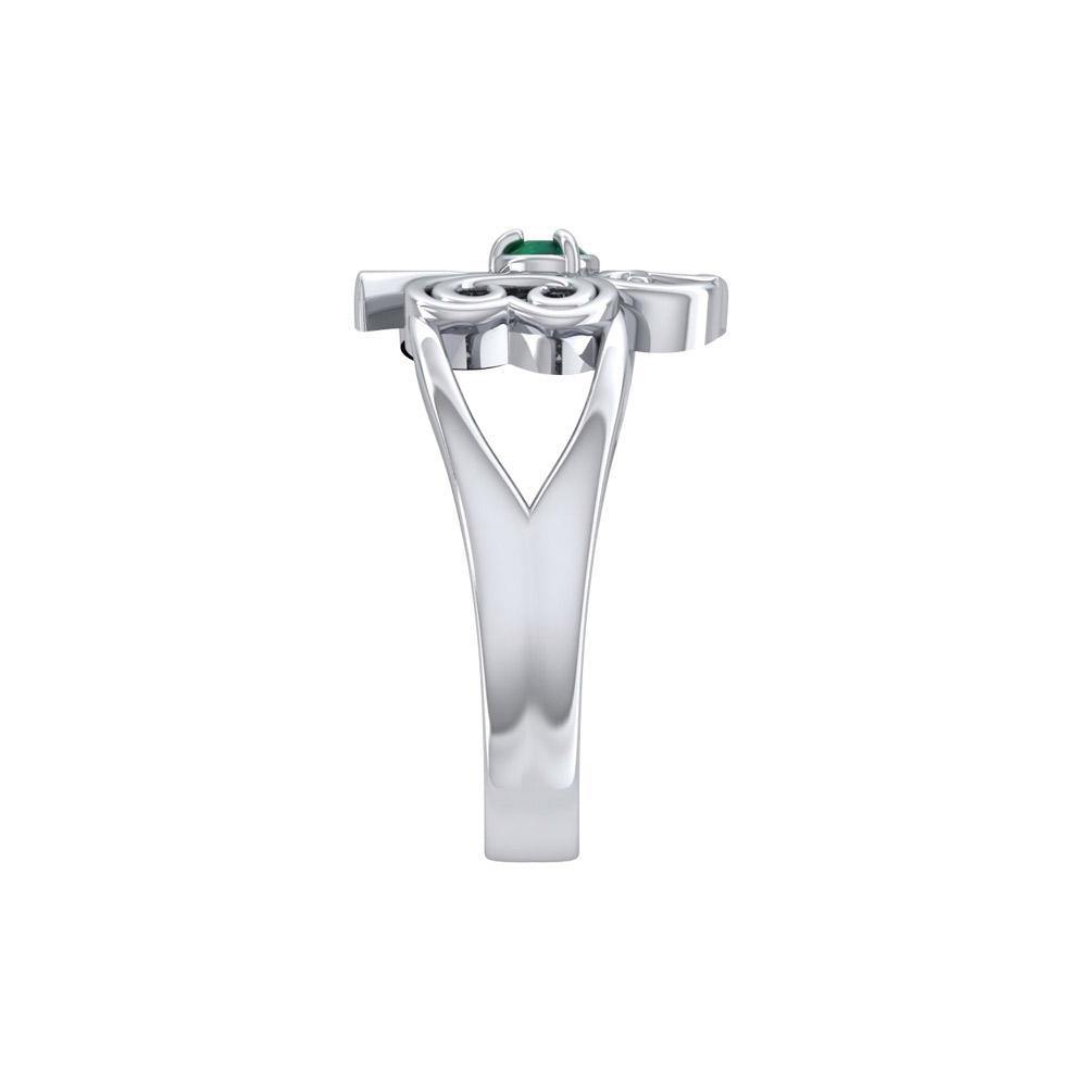 ABC Monogramming Shamrock Clover Silver Gemstone Earrings TRI1750 Ring