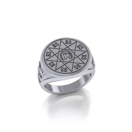 Horseshoe with Lucky Number Snake Silver Ring TRI1756 Ring