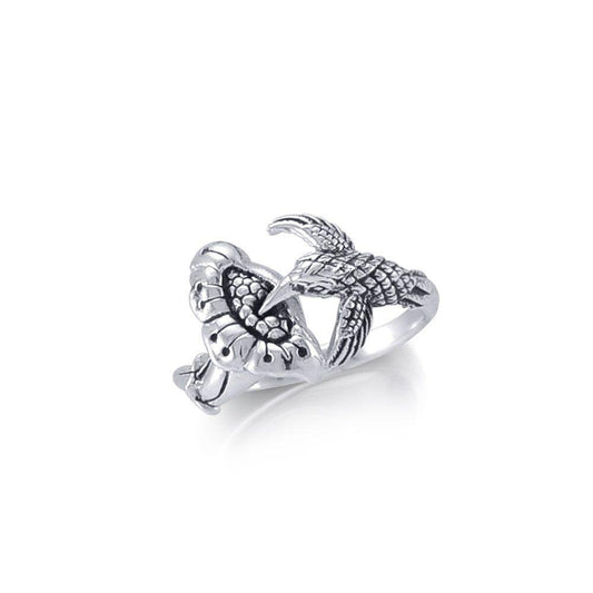 Flying Hummingbird with Flower Silver Ring TRI1806 Pendant