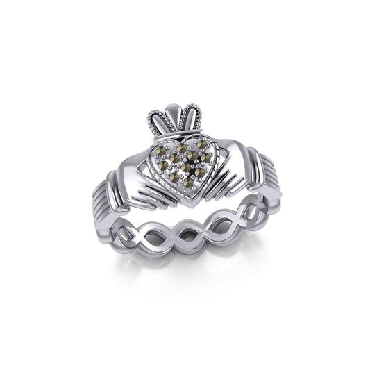 Infinity Claddagh Silver Ring with Marcasite TRI1903 Ring
