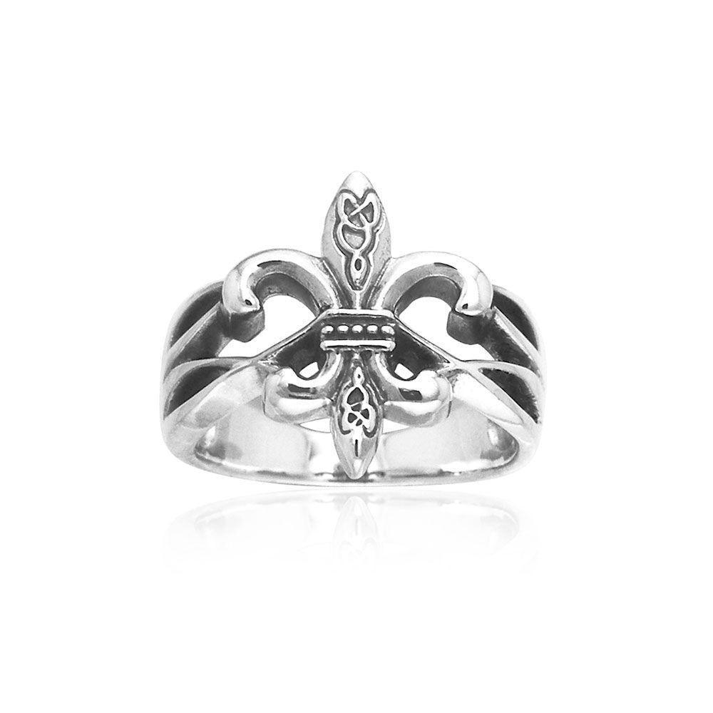 Celtic Fleur De Lis Silver Ring TRI203 Ring