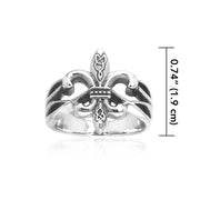 Celtic Fleur De Lis Silver Ring TRI203 Ring