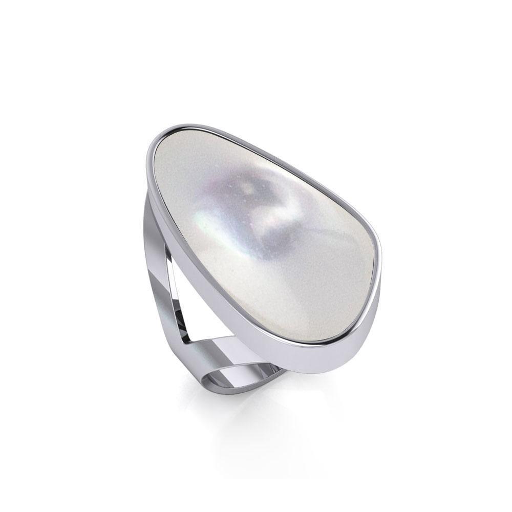 Modern Abstract Inlaid Silver Ring TRI512 Ring