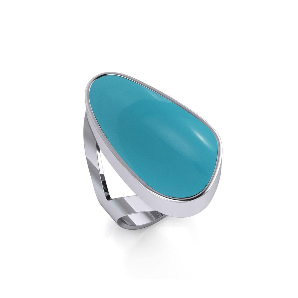 Modern Abstract Inlaid Silver Ring TRI512 Ring