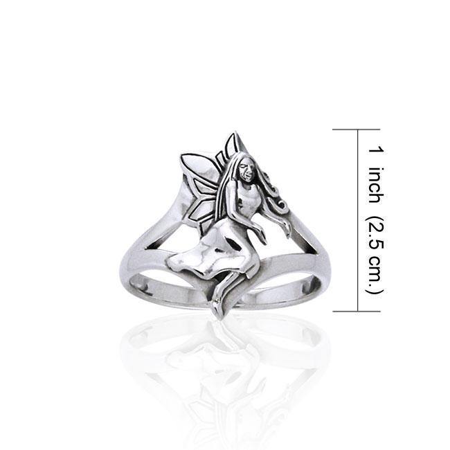 Gesturing fairy in Wiccan world ~ Sterling Silver Jewelry Ring TRI520 Ring