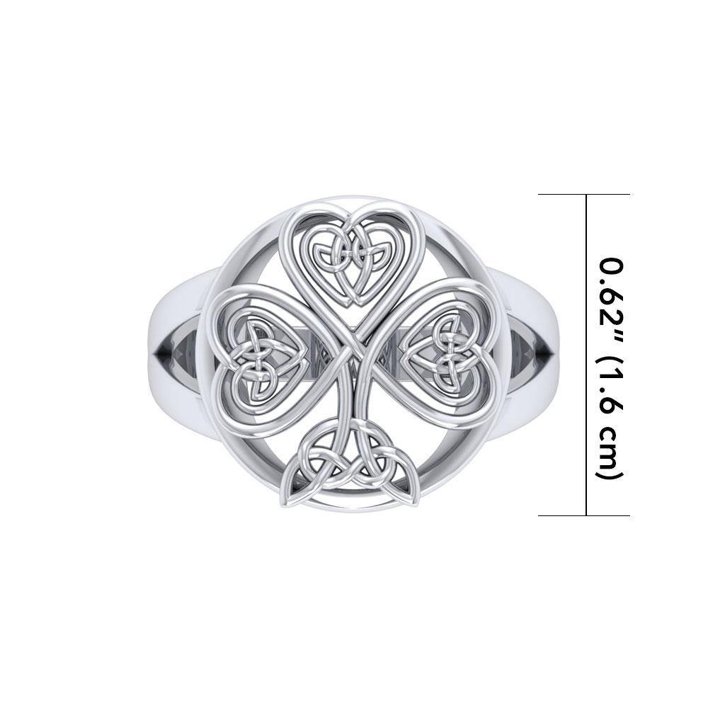 A wish coming on your way ~ Shamrock Celtic Knotwork  Sterling Silver Ring TRI537 Ring