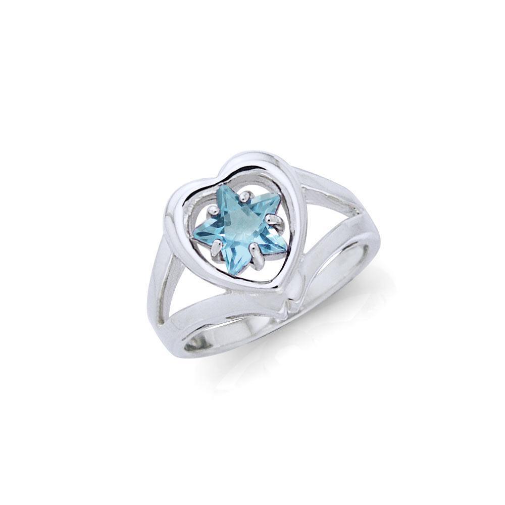 Designer Elegant Cubic Zirconia Star and Heart Ring TRI728 Ring