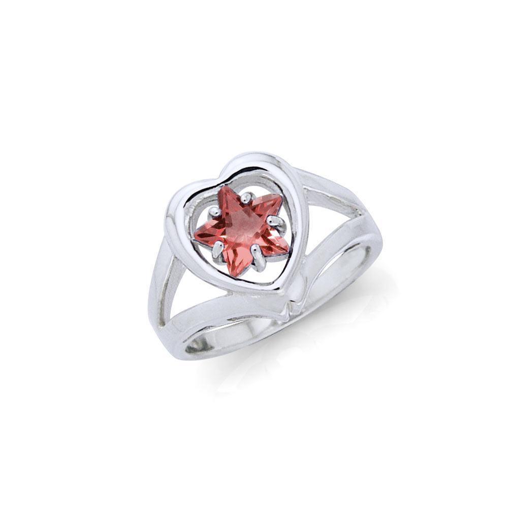 Designer Elegant Cubic Zirconia Star and Heart Ring TRI728 Ring