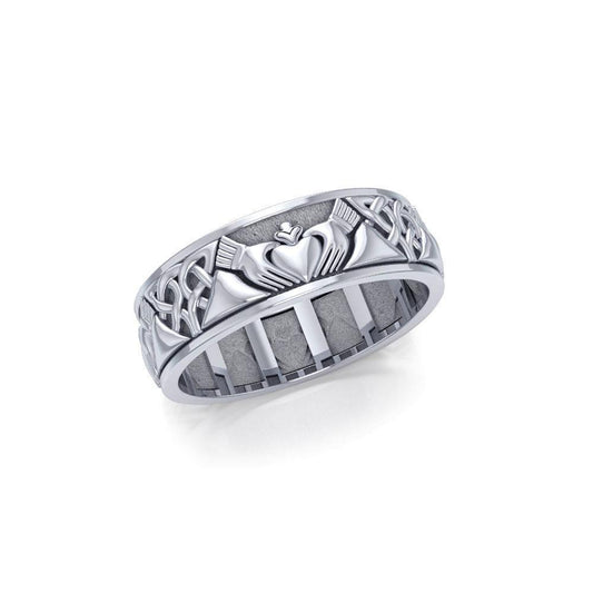 Celtic Claddagh Silver Spinner Ring TRI768