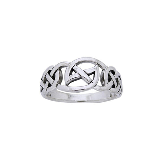 Modern Celtic Silver Ring TRI889