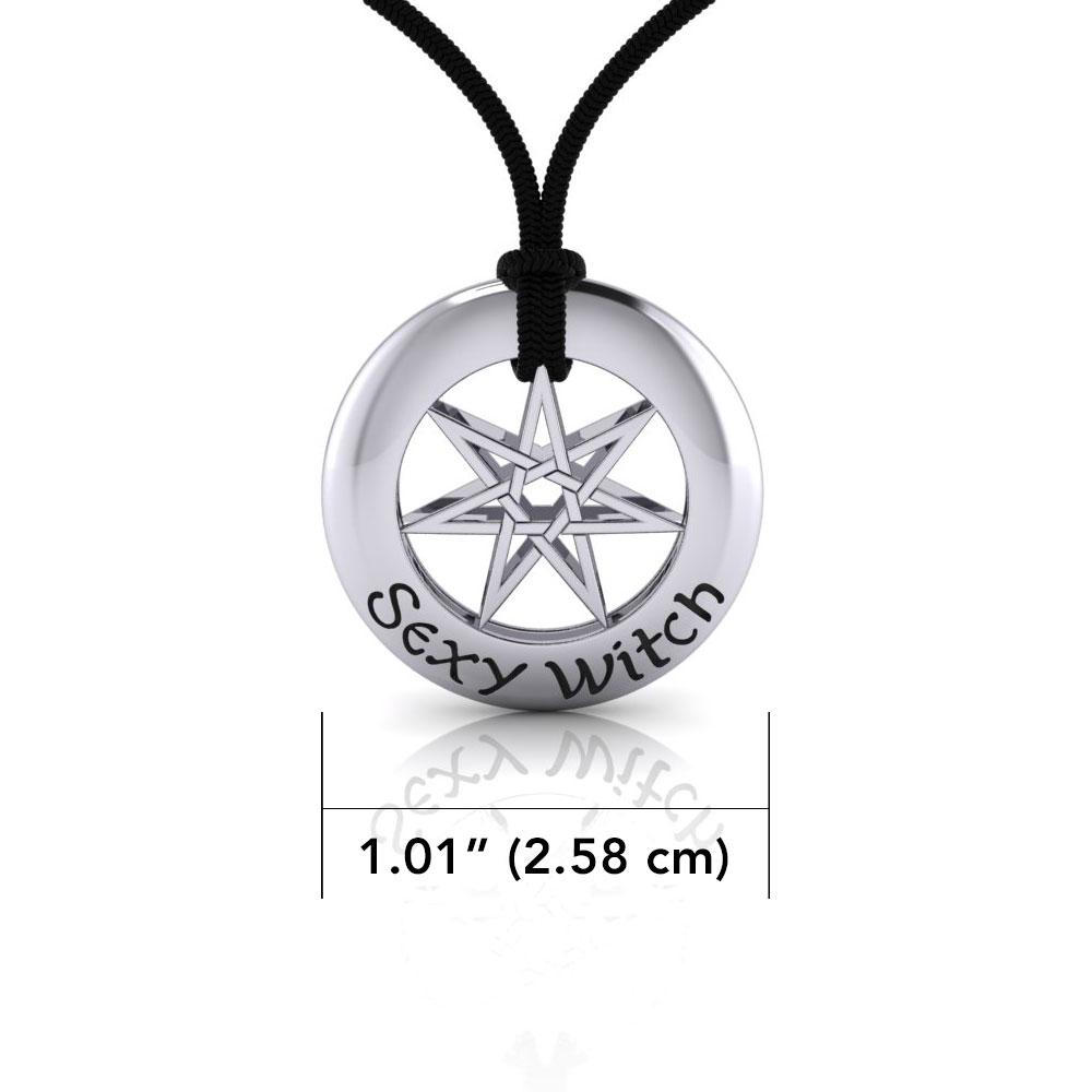 Sexy Witch Seven Pointed Star with Gemstones Silver Pendant Set TSE428 Set