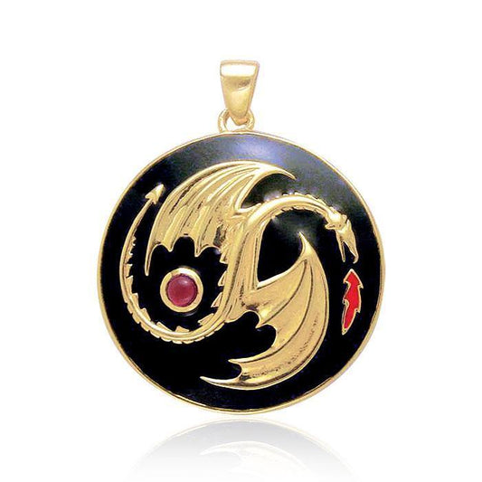 Yin Yang Dragon Gold Vermeil Pendant by Oberon Zell VTP3207 Pendant