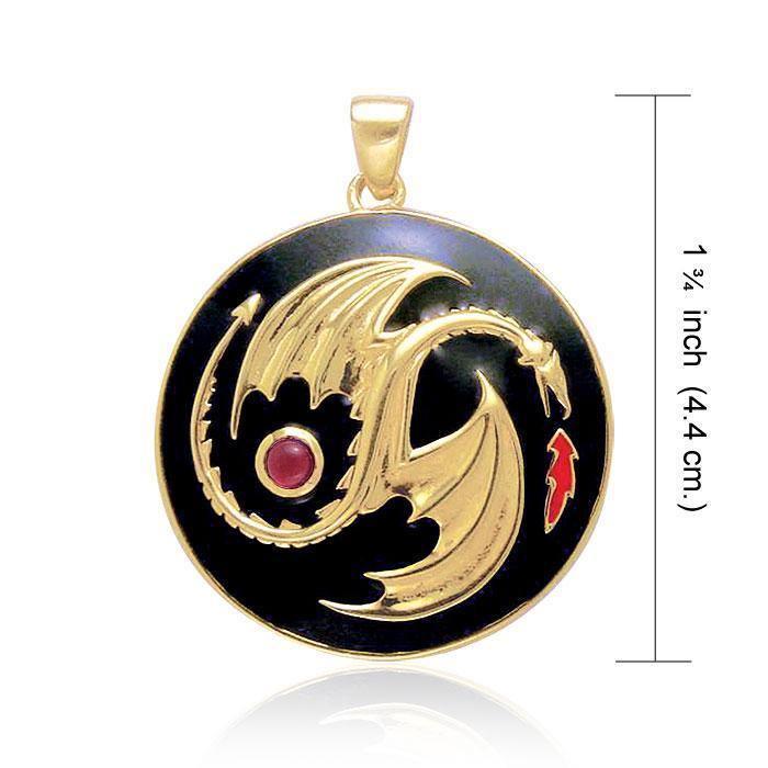 Yin Yang Dragon Gold Vermeil Pendant by Oberon Zell VTP3207 Pendant